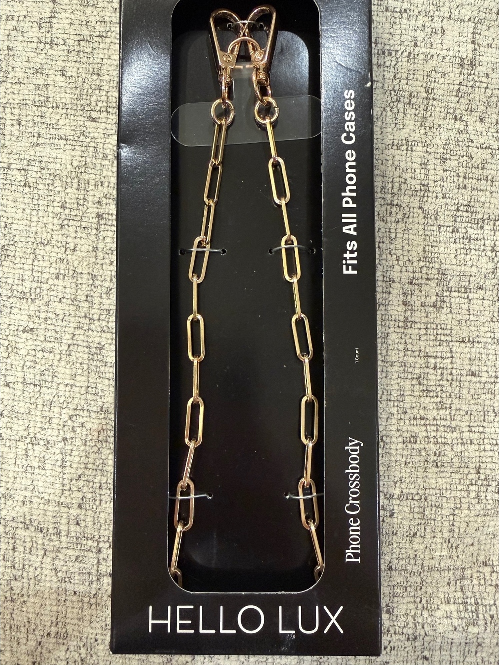 HELLO LUX Shiny Gold Paper Clip Chain Phone Crossbody Strap